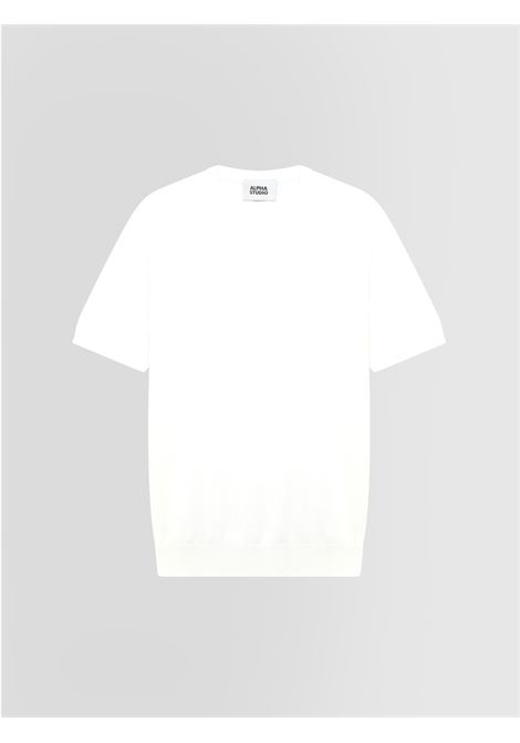 Alpha Studio girocollo in crepe di cotone bianco ALPHA STUDIO | Maglieria | AU-5040C1000